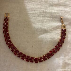 Vintage Red Rhinestones Jeweled Bracelet‎